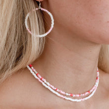 Load image into Gallery viewer, Pink and White Hwange Hoops
