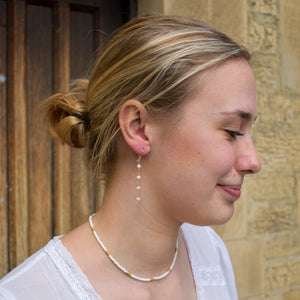 White Agate Rosary Earrings