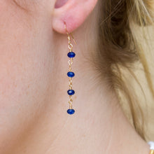 Load image into Gallery viewer, Midnight Blue Rosary Earrings in Gold
