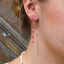 Load image into Gallery viewer, Ruby Pink Rosary Earrings in Gold
