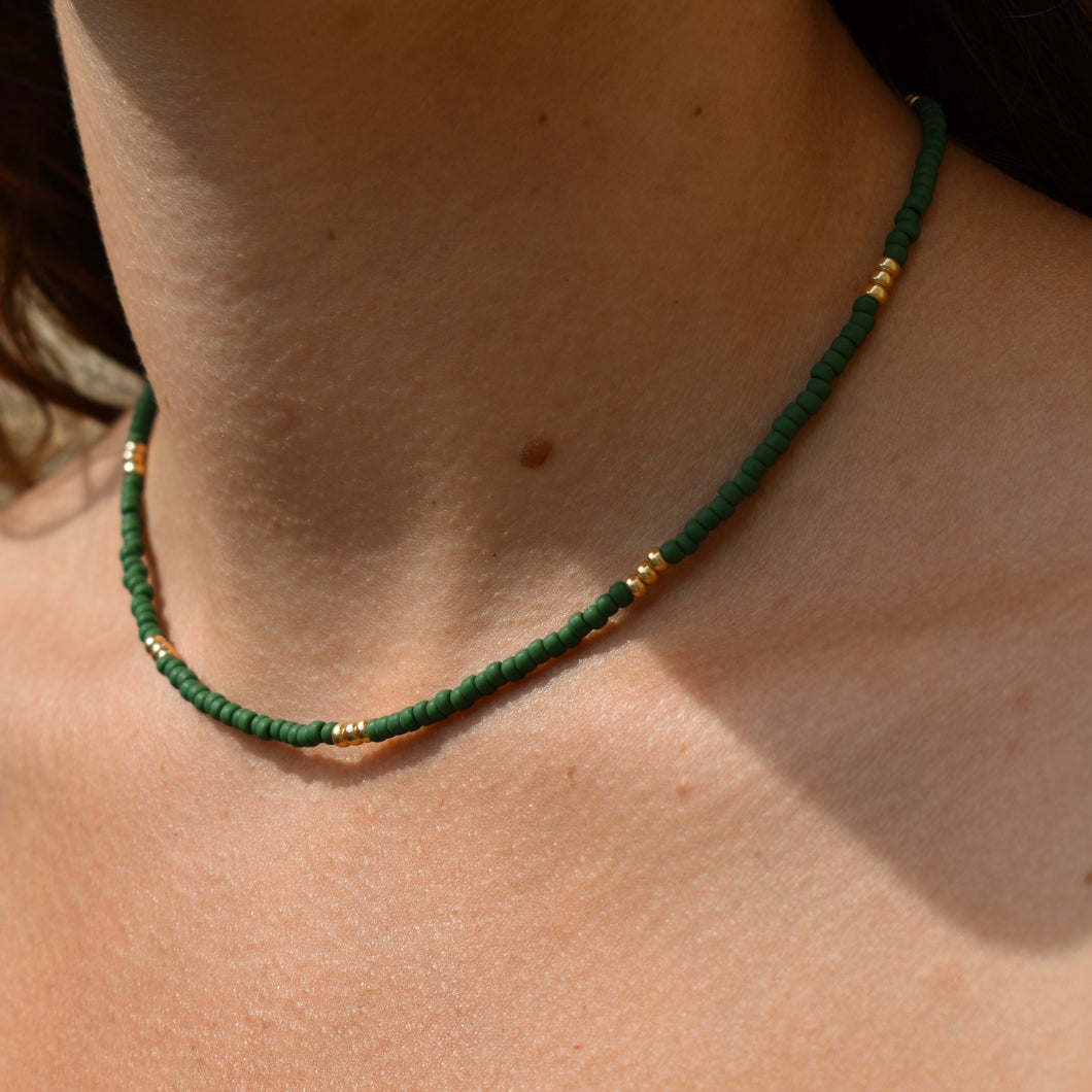 Pine Green & Gold Zambezi Necklace