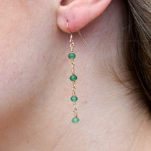 Load image into Gallery viewer, Forest Green Rosary Earrings in Gold
