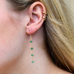 Forest Green Rosary Earrings in Gold