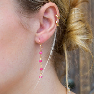 Ruby Pink Rosary Earrings in Gold